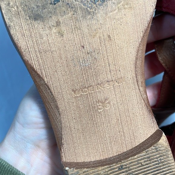 Free People Wanderlust Woven Red Leather Flats Point Toe Shoes - Picture 14 of 16